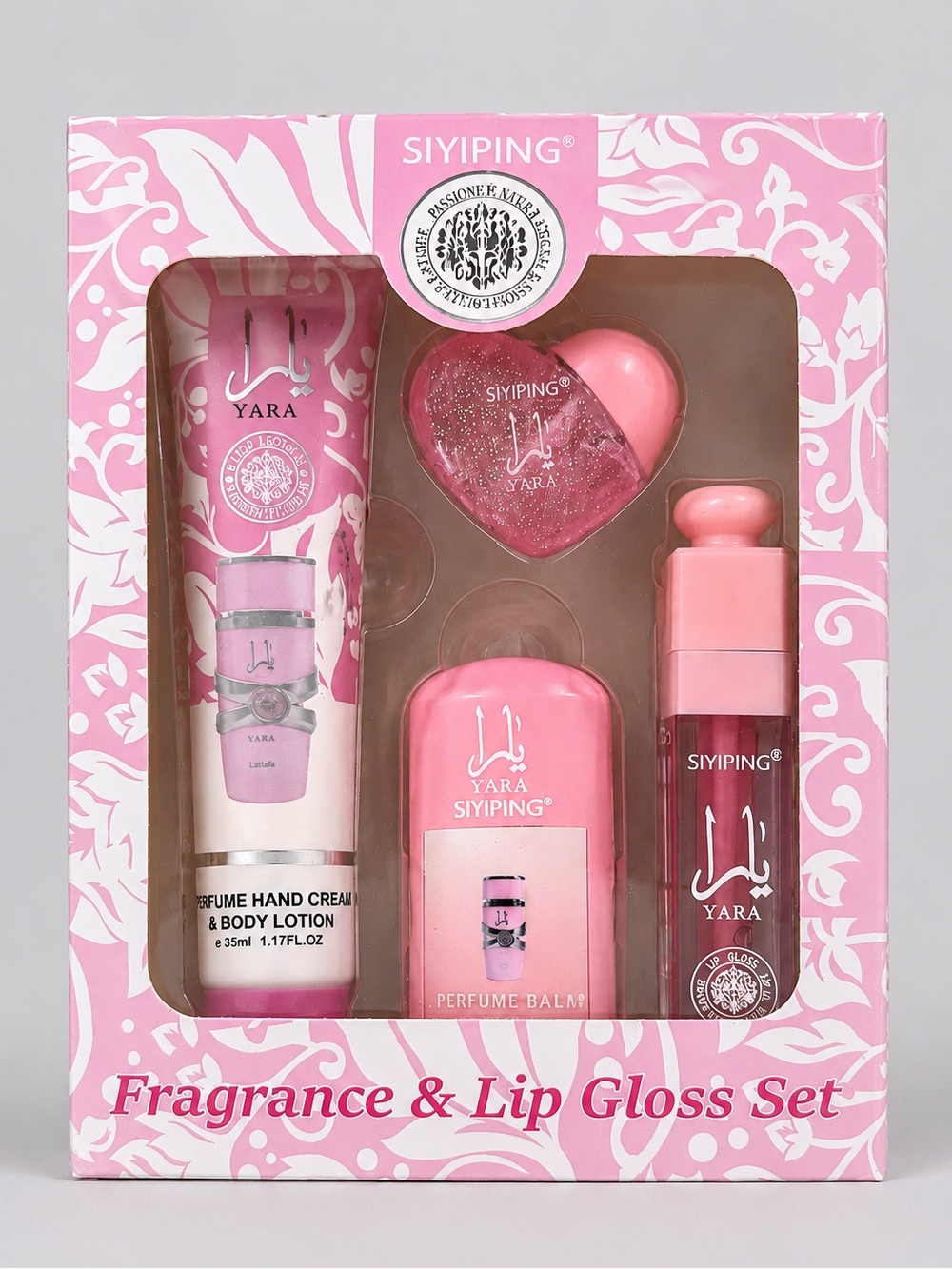 Yara Pink Fragrance & Lip Gloss Beauty Gift Set